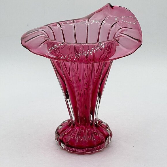 Other - Pink Cranberry Vintage Jack In The Pulpit Floral Studio Art Glass Vase
